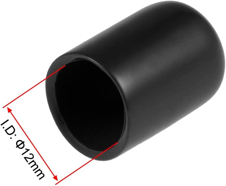 uxcell 20pcs Rubber End Caps 12mm ID Vinyl Round Tube Bolt Cap Cover Thread Protectors Black