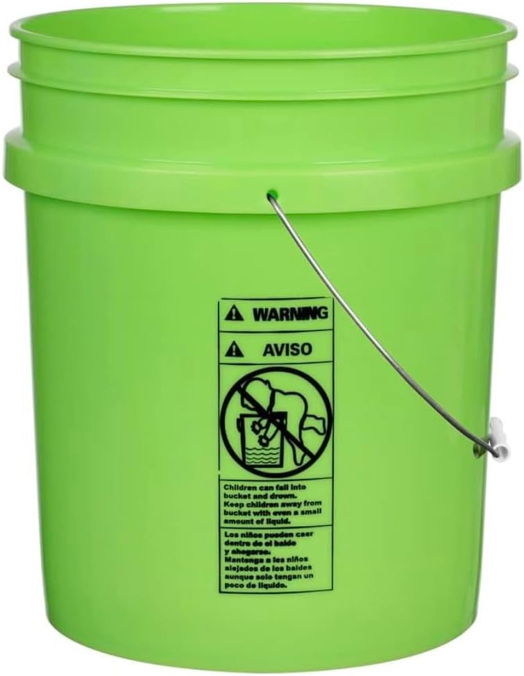 House Naturals 5 Gallon Premium HPDE Plastic Bucket - Made in USA Food Grade Storage Container, BPA Free All Purpose Pail (2, Lime)
