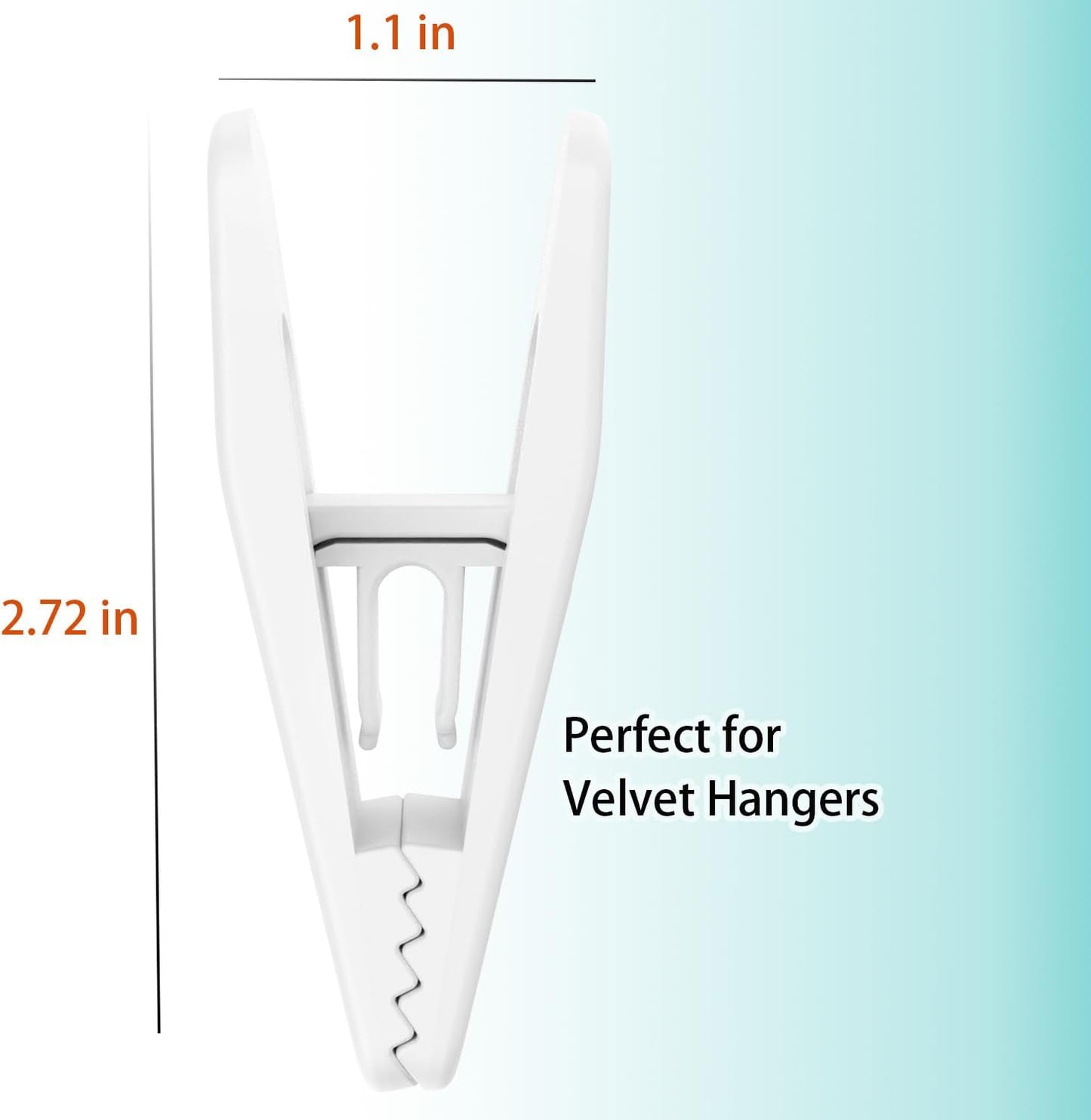Hanger Clips for Velvet Hangers (White, 40 PCS), Non-Slip Plastic Clips Pant Skirt Hanger Clips for Flocking Hangers