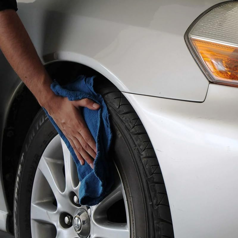 Shop Towels (Blue, 216) - Bulk Cleaning Towel in a Bag, Mechanic Cotton Wipes for Car Maintenance, Auto Mechanics & Garage, Wipe Grease & Oil, Machine Wash & Reusable