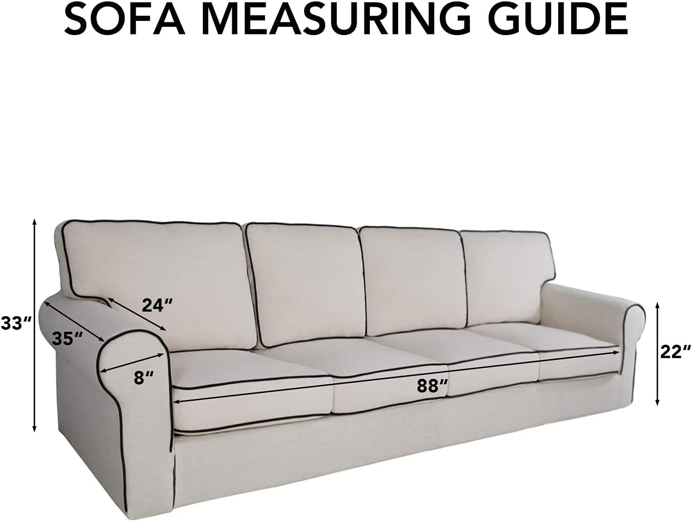 PureFit Reversible Quilted Sofa Cover, Water Resistant Slipcover Furniture Protector, Washable Couch Cover with Non Slip and Elastic Straps for Kids, Dogs, Pets (XX Large, Light Gray/Ivory)