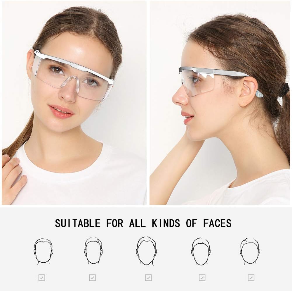 Safety Glasses, 5PCS Adjustable Wide-Vision Protective Glasses, Lightweight Fog-Proof Safety Goggles