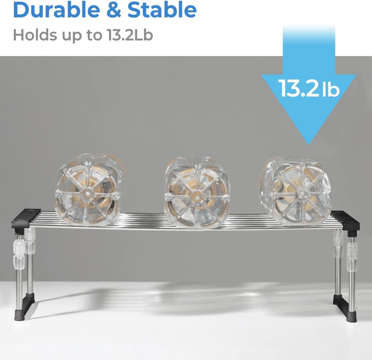 carrotez 2 Pack Expandable Cabinet Organizer, Set of 1 Width & Height-Adjustable Kitchen Cabinet Organizer Shelf, Stackable Kitchen Counter Shelf, 11.8~19.6 x 7.8 x 5.9~9" Black