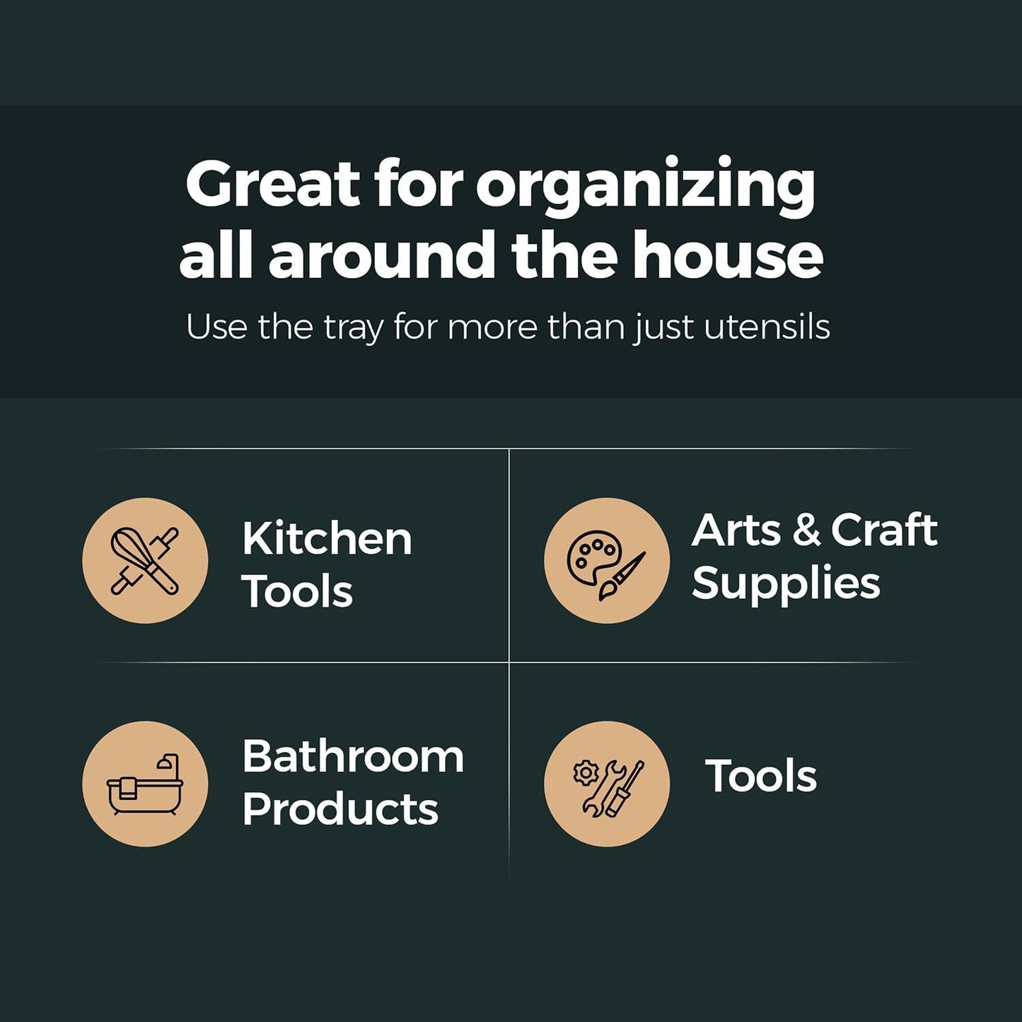 Silicone Silverware Drawer Organizer – Non-Slip Utensil Holder for Kitchen Drawers | Cutlery Tray for Forks, Knives, Spoons & More | Durable, BPA-Free, Easy to Clean – White