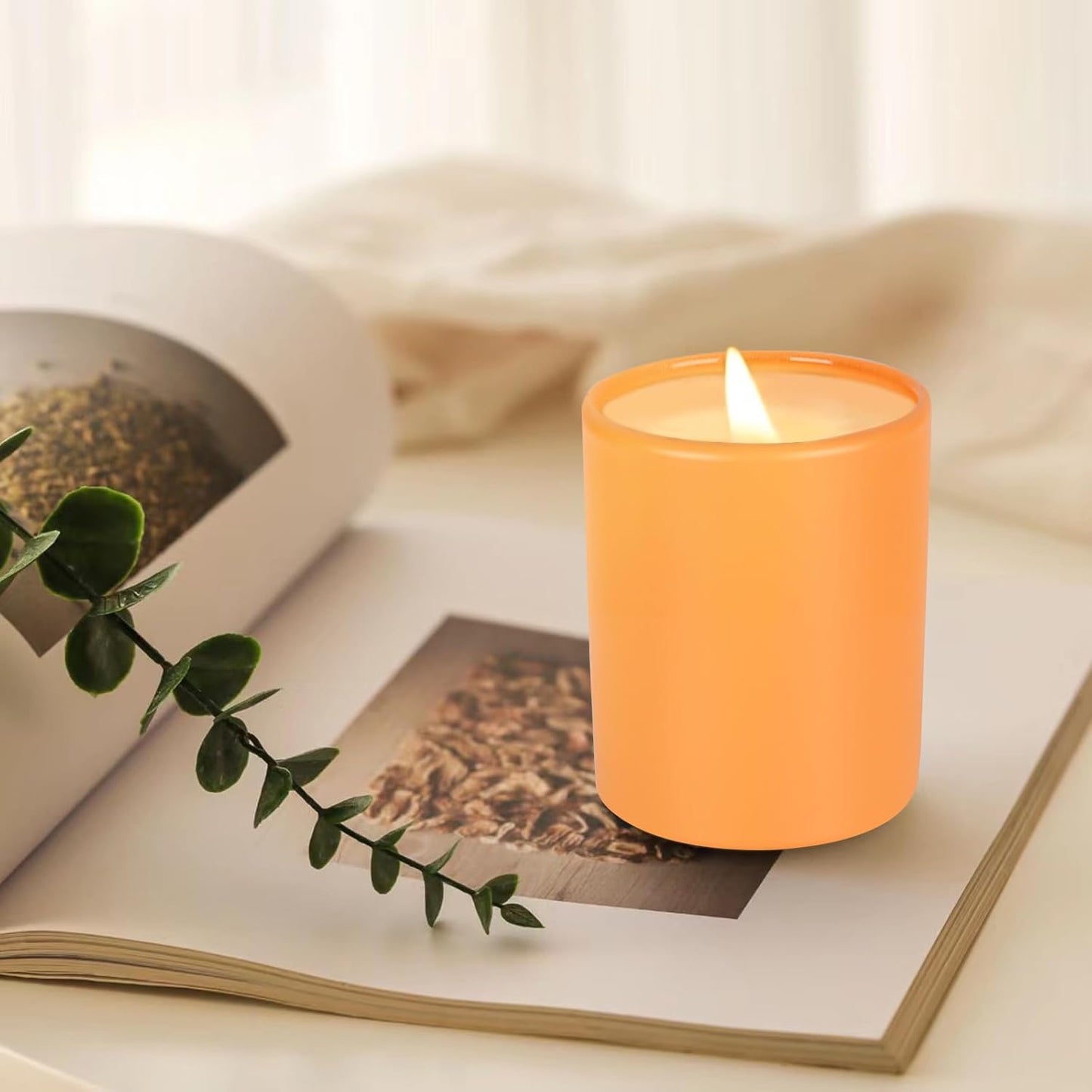 SHOWIN Thick Candle Jars for Making Candles 12 Pcs, 7 OZ Empty Jars with Wood Lids for Candle Making, Sample Container, Fall