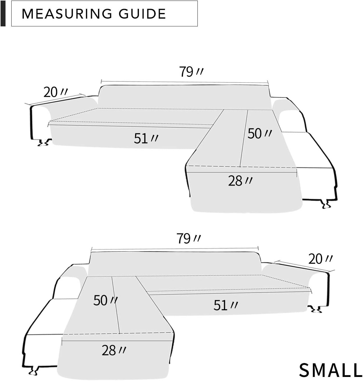 Easy-Going L Shape Sofa Slipcover - Reversible Sectional Couch Cover - Chaise Lounge Slip Cover - Furniture Protector - Peacock Blue