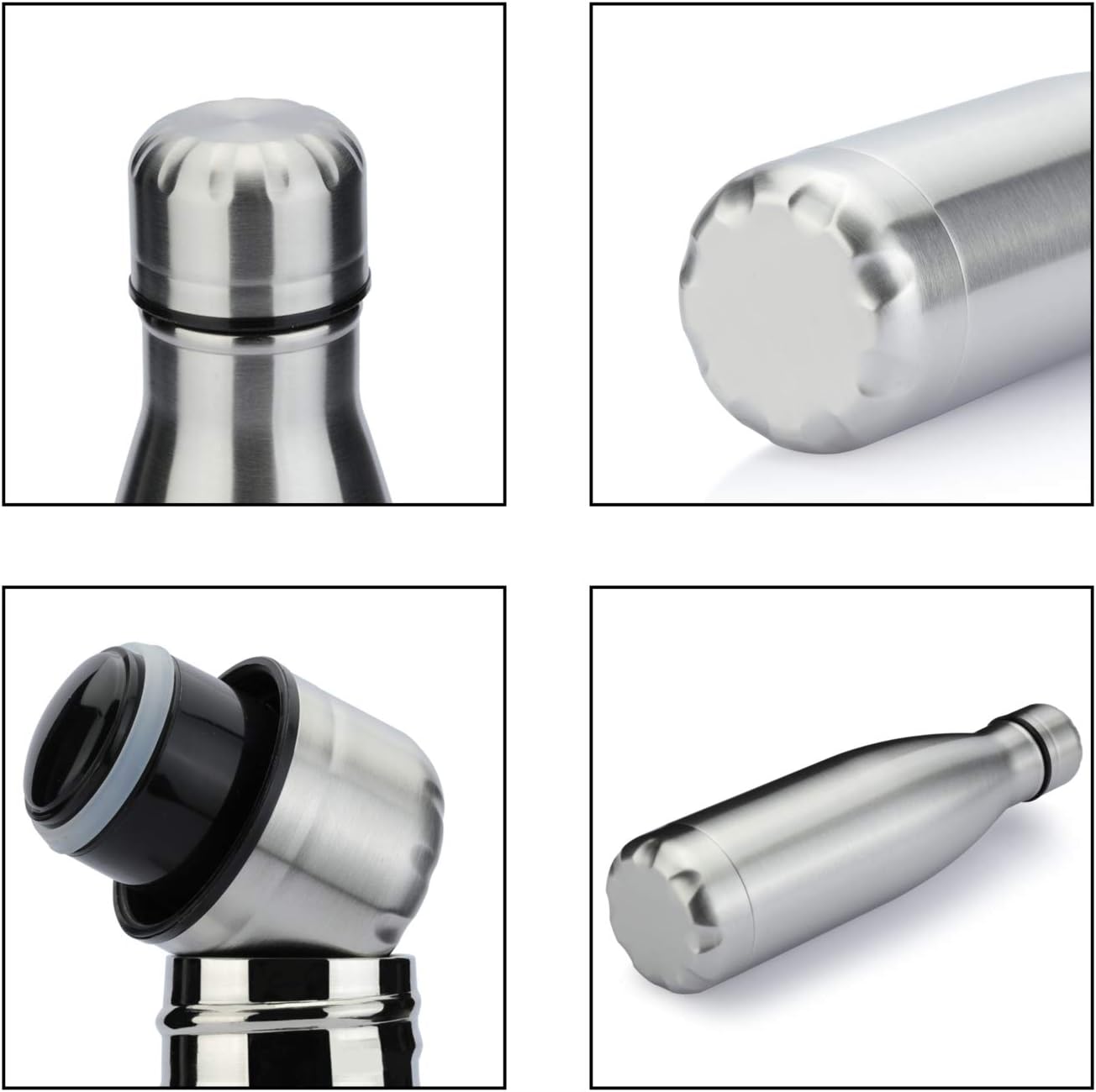 MEWAY 17oz Sport Water Bottle Vacuum Insulated Stainless Steel Leak-Proof Double Wall Cola Shape Water Bottle,Keep Drinks Hot & Cold(Silver,1 Pack)