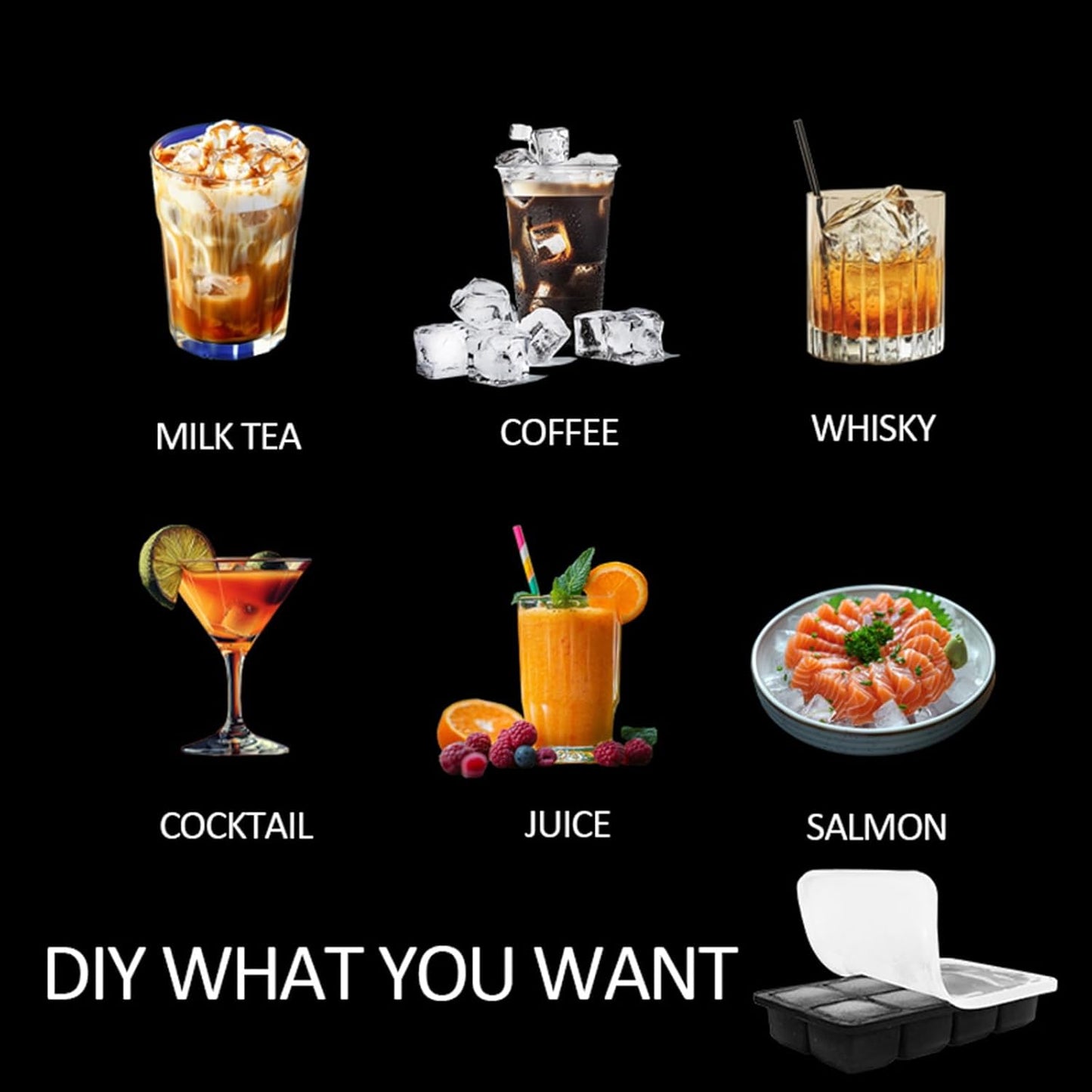 2 Pack Silicone 2 Inch Large Ice Cube Molds for Cocktails Wine Fruit and Bourbon Whiskey Easy Release Ice Cube Tray with Lid Ideal for Cold Drinks and Entertaining Gatherings