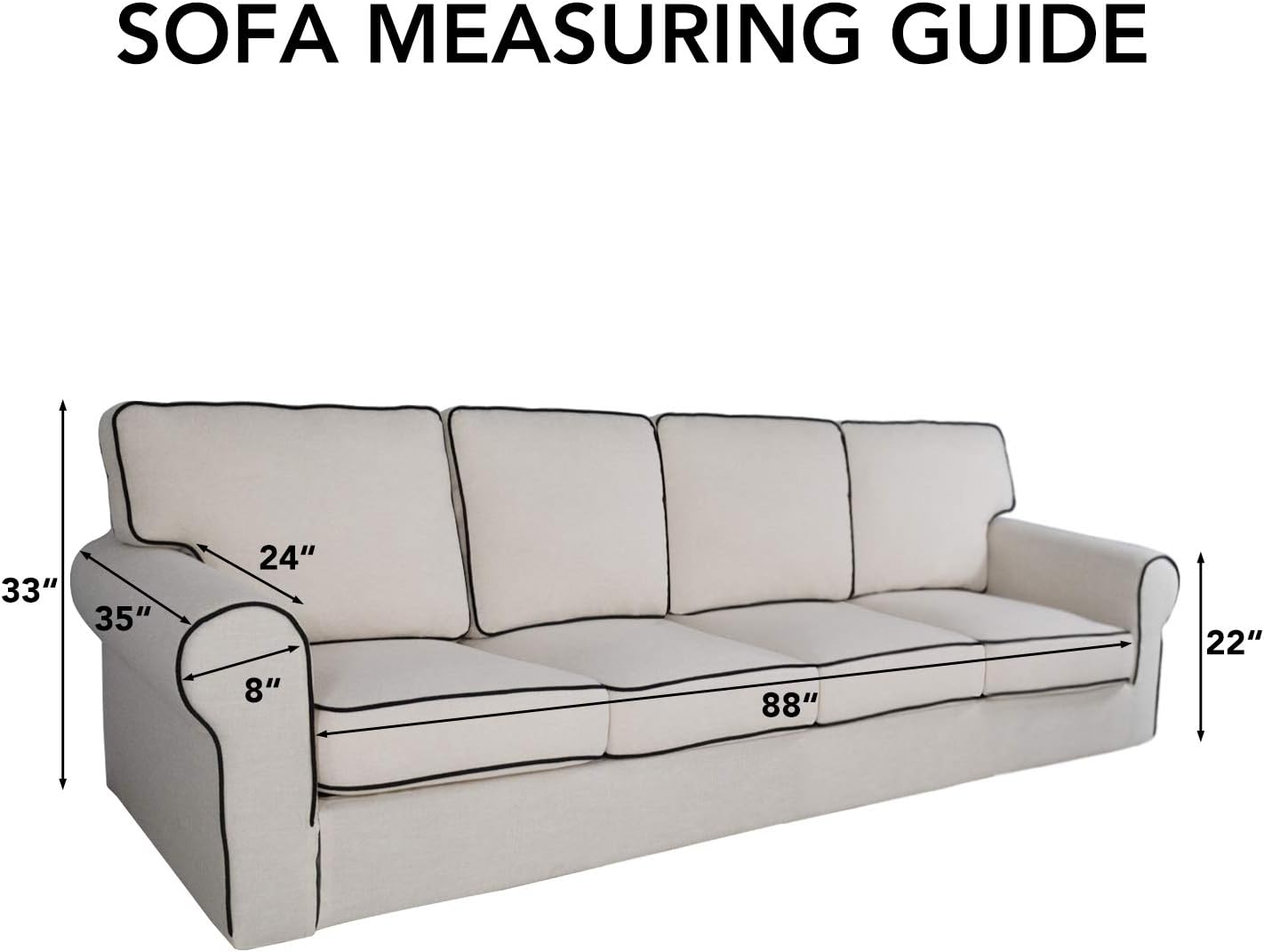 PureFit Reversible Quilted Sofa Cover, Water Resistant Slipcover Furniture Protector, Washable Couch Cover with Non Slip and Elastic Straps for Kids, Dogs, Pets (XX Large, Dark Gray/Beige)