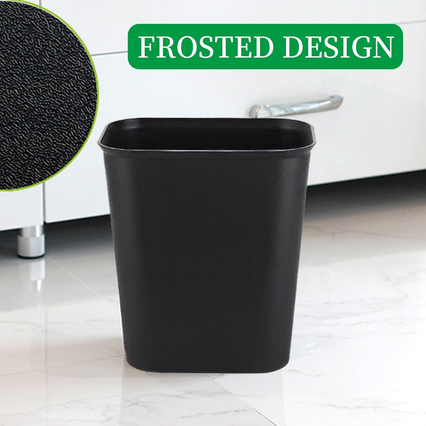 Black Small Trash Can 4Pack, 2Gallon/8 L Plastic Office Trash Can Garbage Can Under Desk, Trash Cans for Bedroom, Office and Kitchen, Bathroom Trash Can Fits Narrow Space, Plastic Trash Can