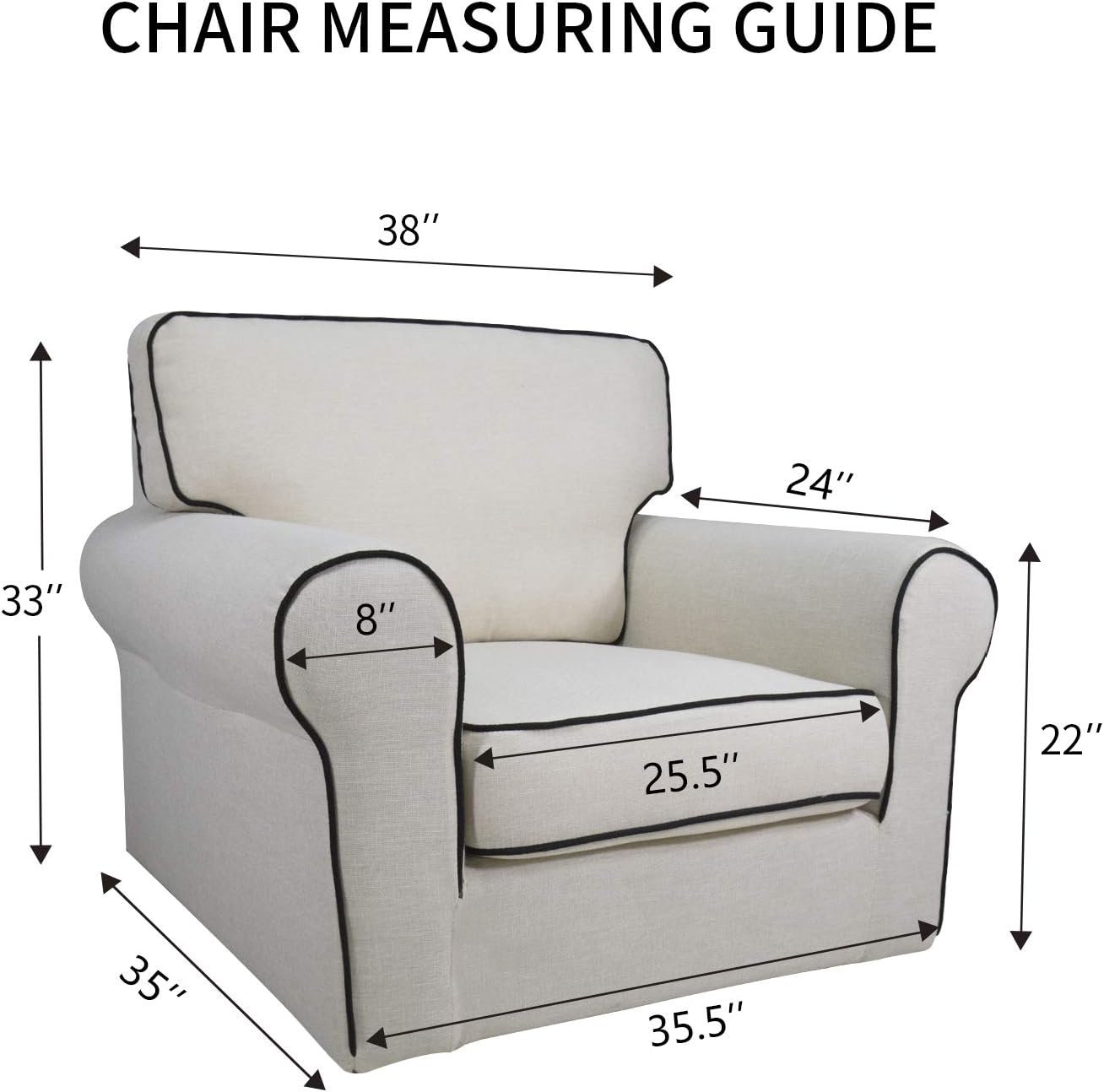 PureFit Reversible Quilted Sofa Cover, Water Resistant Slipcover Furniture Protector, Washable Couch Cover with Non Slip and Elastic Straps for Kids, Pets (Chair, Light Gray/Ivory)