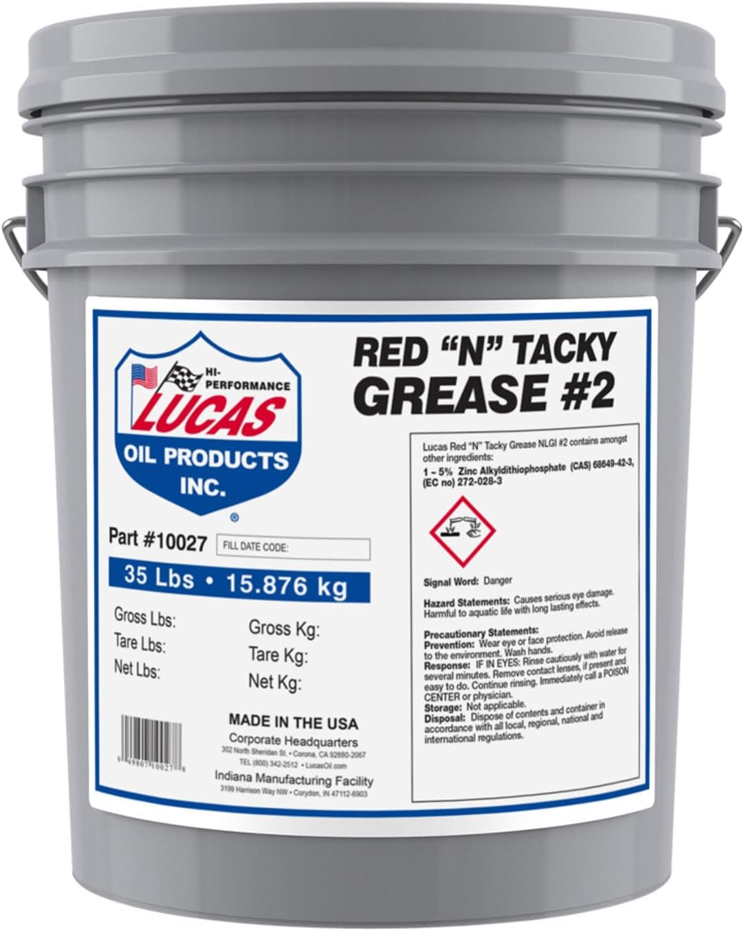 Lucas Oil 10027-Pk1 Red 'N' Tacky Grease 35 Lb