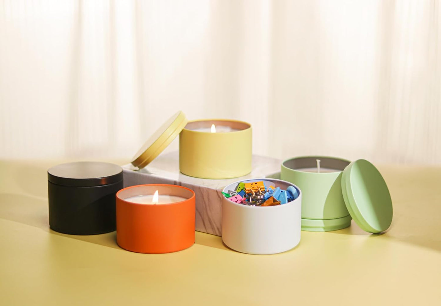 Aroparc Candle Tins 8oz with Lids, 24 Pack Seamless Candle Containers for Candle Making Supplies Empty Candle Jars - Lemon