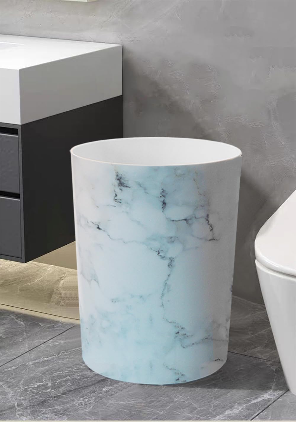 Feisco Small Trash Can for Bathroom, 2 Gallon Trash Can Trash Bin Wastebasket Garbage Can for Kitchen,Bathroom Office, Bedroom,Dorms,Laundry Room (White, 2 Pack)