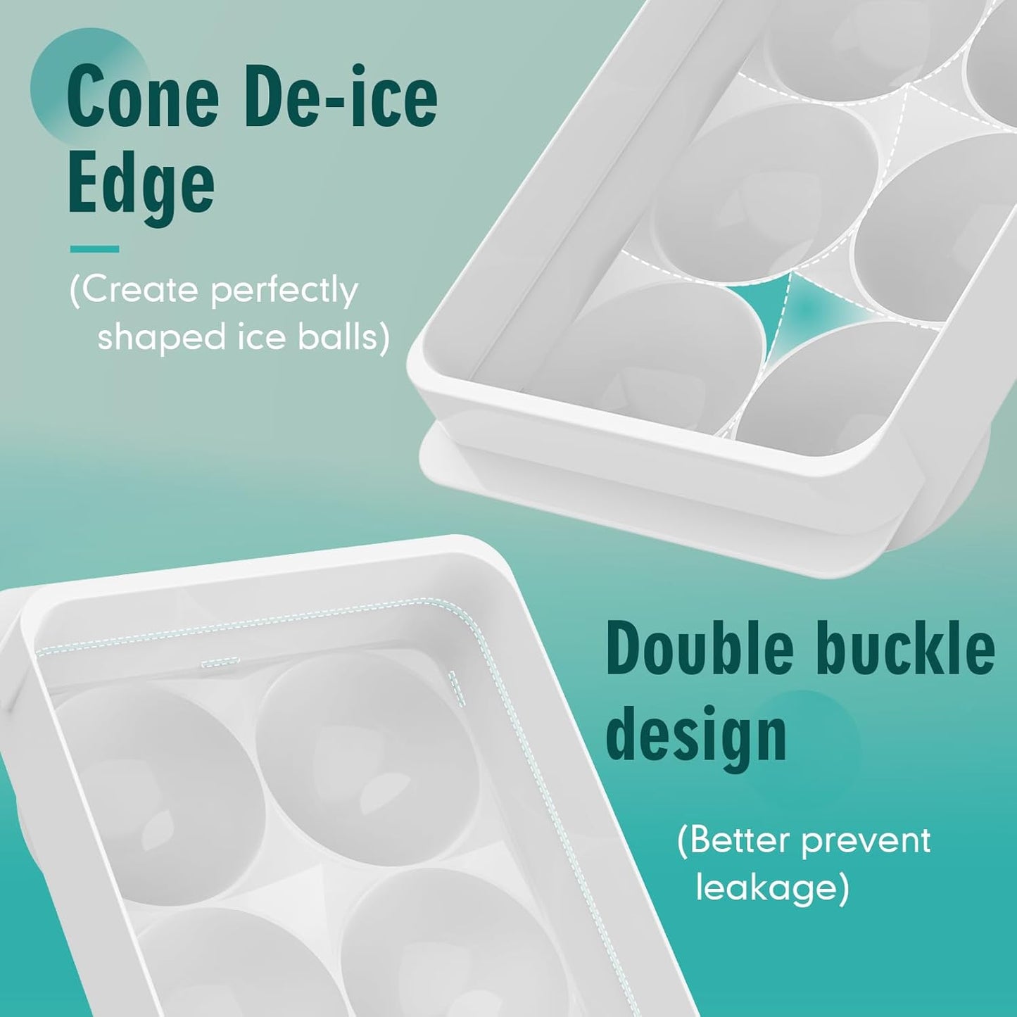 WIBIMEN Large Ice Cube Molds, Big Round Whiskey Ice Cube Trays for Freezer, Easy to Fill & Release, Whiskey Bourbon Cocktail(1.9In*6 Balls- White/2 Pack)