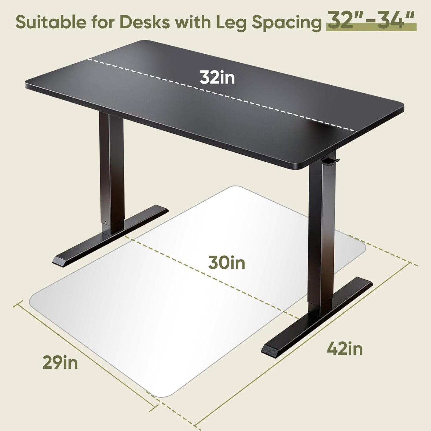 Office Chair Mat for Carpet & Hardwood, Upgraded 29" x 42" Dual Use Tempered Glass Chair Mat for Chair and Footrest Under Desk