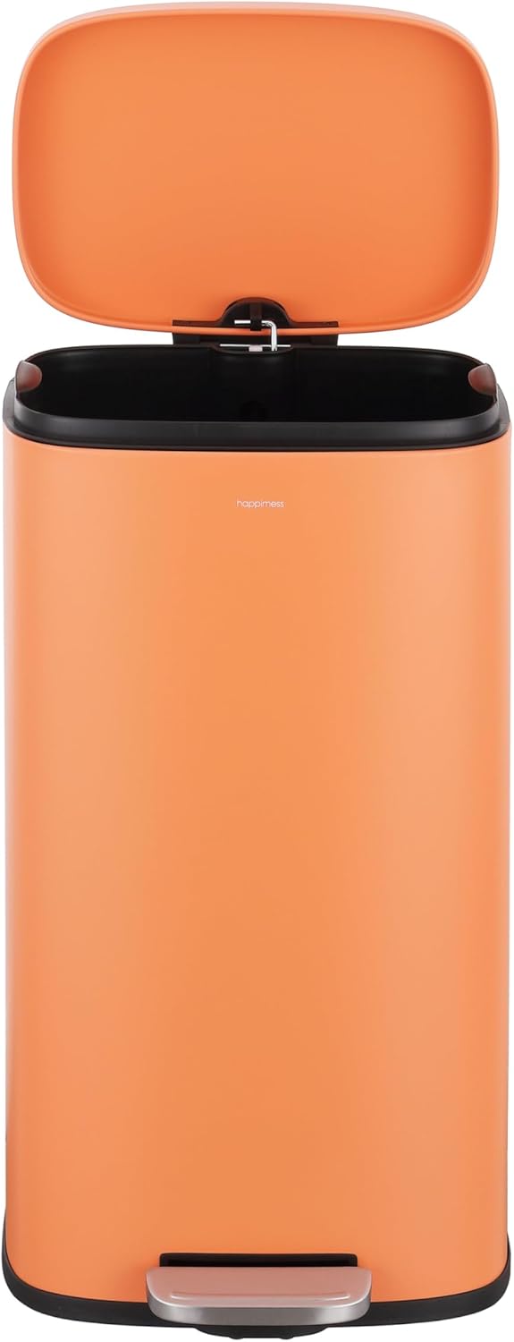 happimess HPM1011K Curtis 8-Gallon Step-Open Trash Can, Carrot Cake,with Soft-Close Lid, Fingerprint Resistant, Modern, Minimalistic for Home, Kitchen, Laundry Room, Office, Bedroom, Bathroom