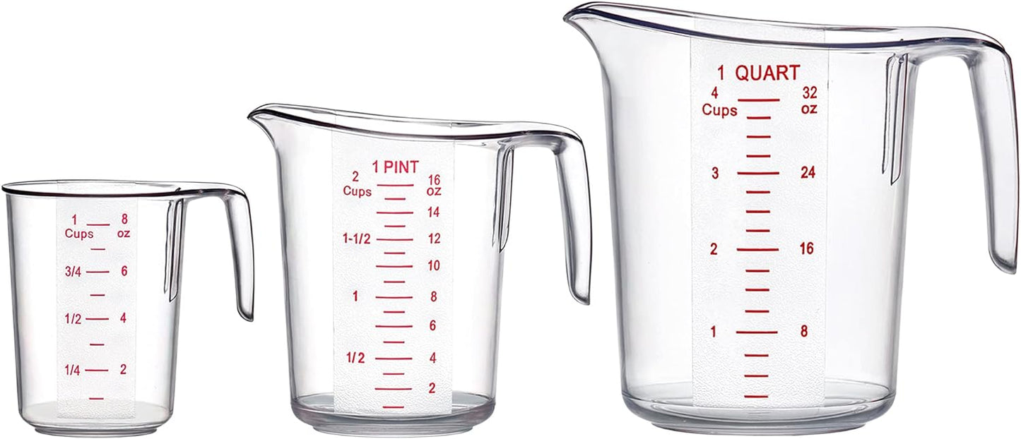 Amazing Abby - Melissa - Plastic Measuring Cups (3-Piece Set), Food-Grade Measuring Jugs, 1/2/4-Cup Capacity, Unbreakable, Stackable, Dishwasher-Safe, Great for Oil, Vinegar, Flour, and More