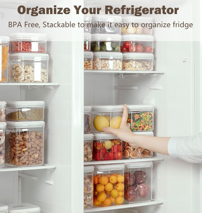 Pop Airtight Food Storage Containers Set with Lids, Large 4.2Qt/4L Food Containers with Scoop, Kitchen Pantry Organization and Storage, BPA Free Stackable Cereal Container (2 * 4.2Qt)