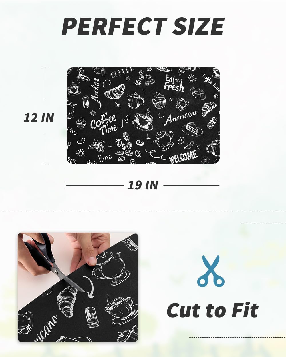 AMOAMI Coffee Mat Hide Stain Rubber Backed Absorbent Dish Drying Mat for Kitchen Counter - Fits Under Coffee Maker & Espresso Machine (12x19,INK)