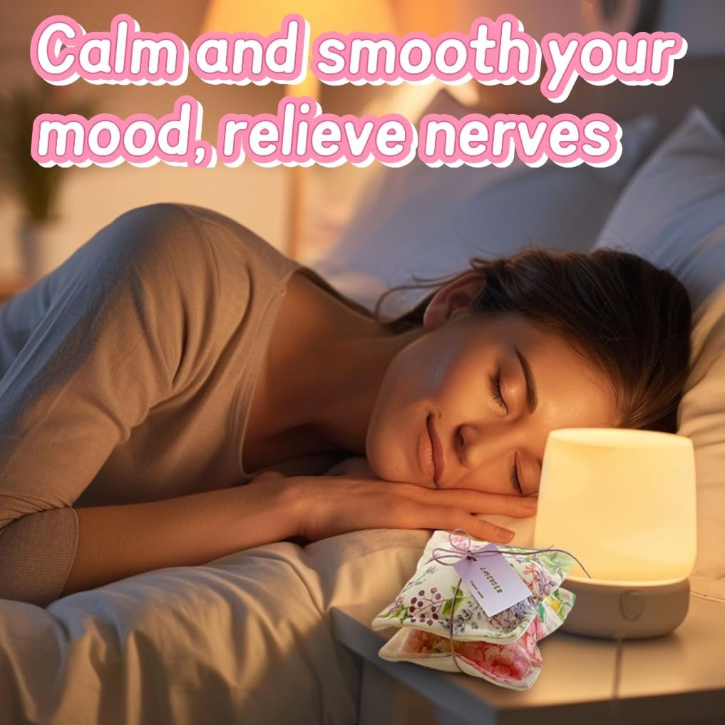 AUCUDA 4 Packs Lavender Scented Sachets Bags for Drawers and Closets, Autumn Long-Lasting Fragrance Packets Mesh Pillow for Fall, Farmhouse, Bedroom, Handcrafted Potpourri Organza Dried for Clothes.