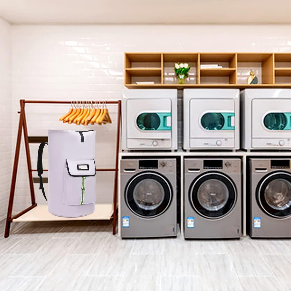 laundry bag backpack,extra-large heavy duty laundry bags,laundry backpack for college students,drawstring closure (Light purple laundry bag backpack)