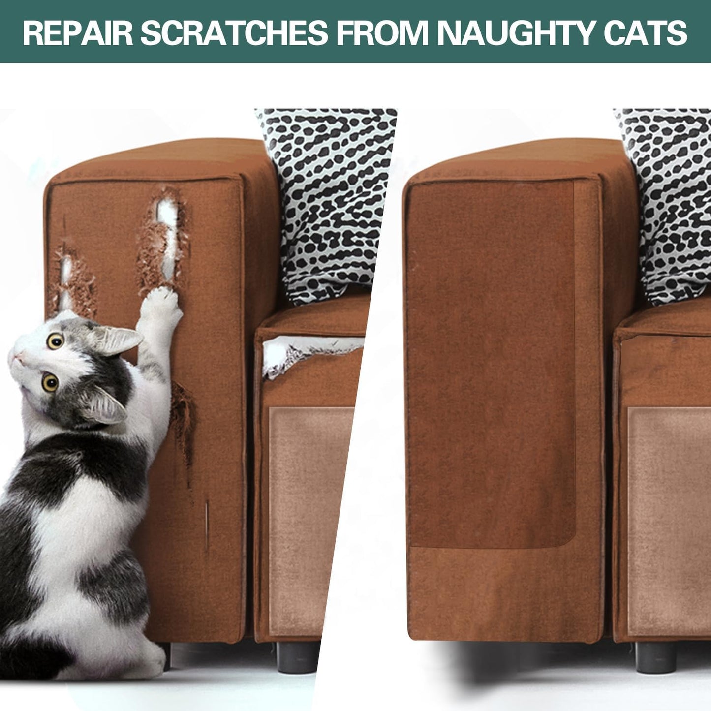 Azobur Couch Patch Repair Fabric,Microfiber Fabric, Self-Adhesive, for Sofa Repair and Upholstery, 2 Pieces, 9.5 x 11 inches (Brown)