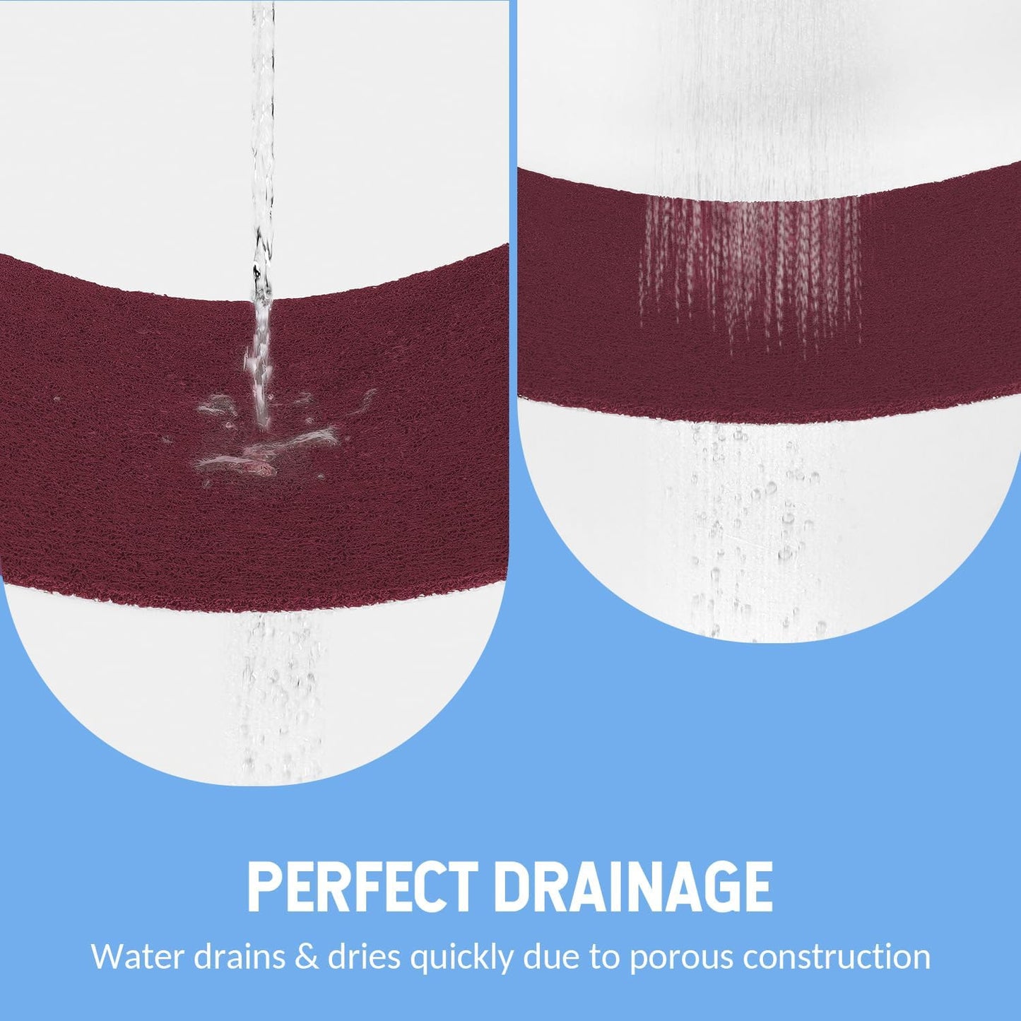 Non-Slip Bathtub Mat, Anti Slip Shower Mat, Fast Drying Bathtub Mats, Foot Scrubber Mat, Anti Slip Mat for Tub, Floor, Bathroom, Kitchen, Home, Hotel (Wine Red 36"×24")