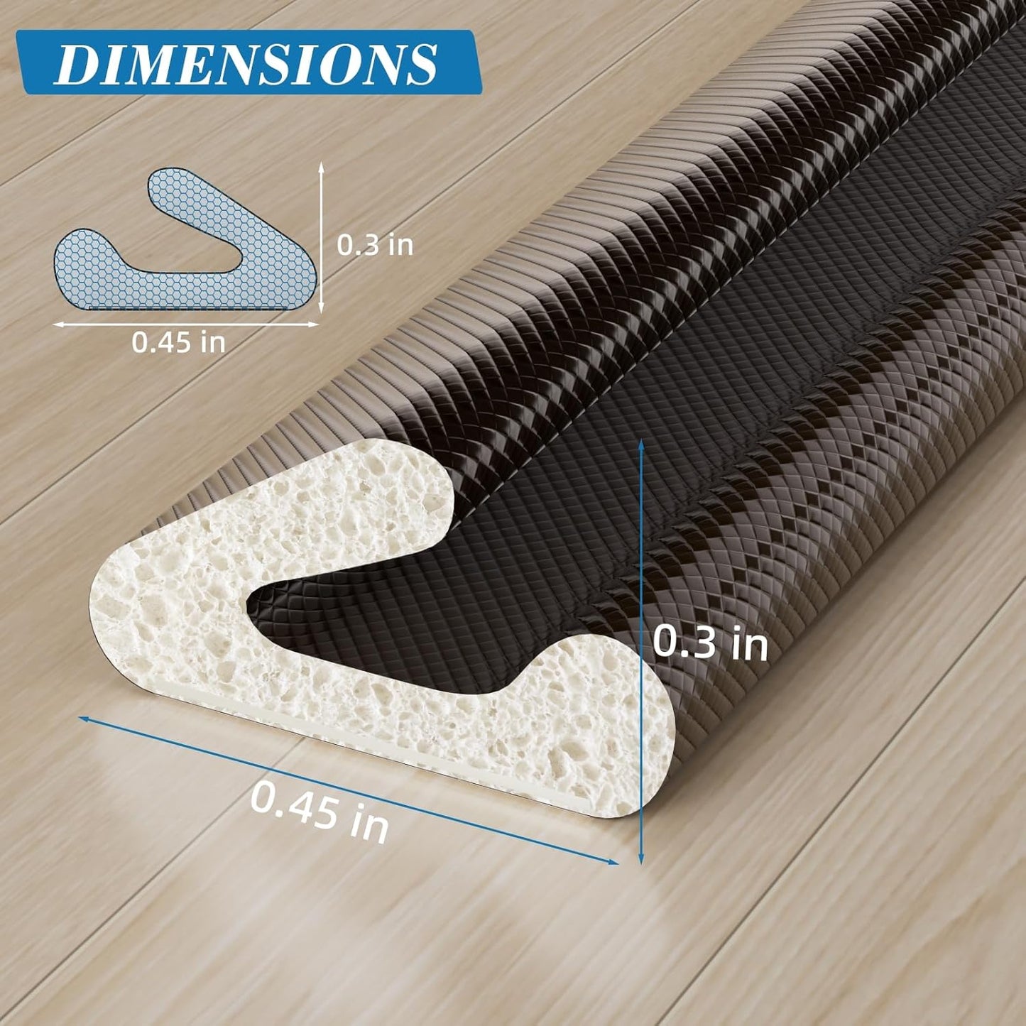 V-Shaped Weather Stripping Door Seal, 52.5FT Draft Stopper for Doors/Windows, Gaps, Dustproof, Soundproof & Thermal Insulating, Noise-Reducing, Light-Blocking Door Gap Filler