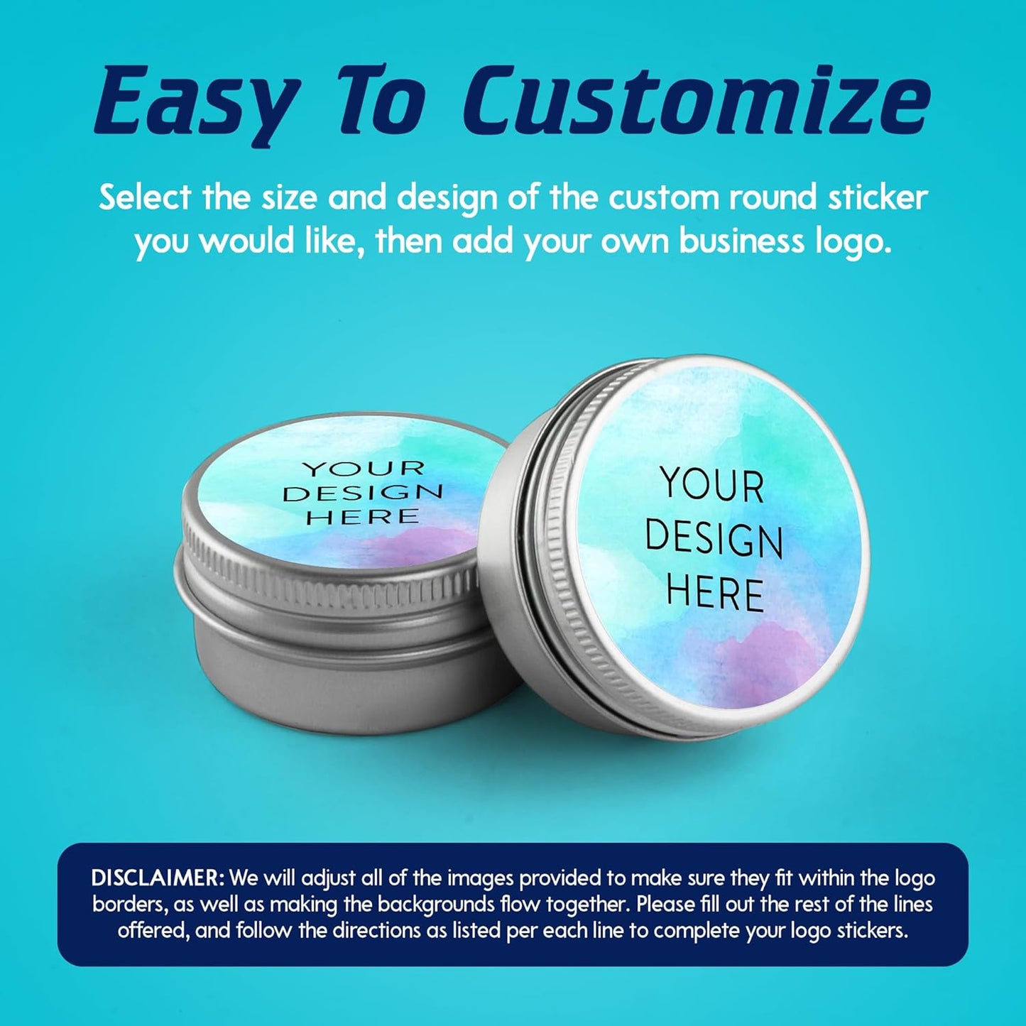 100 Custom Vinyl Stickers - Upload Your own Image, Text, Design, Logo - Personalized Logo Labels for Handmade, Packaging, Bottle, Jars, Candle, Brand Stickers (Sky Blue, 5x5)