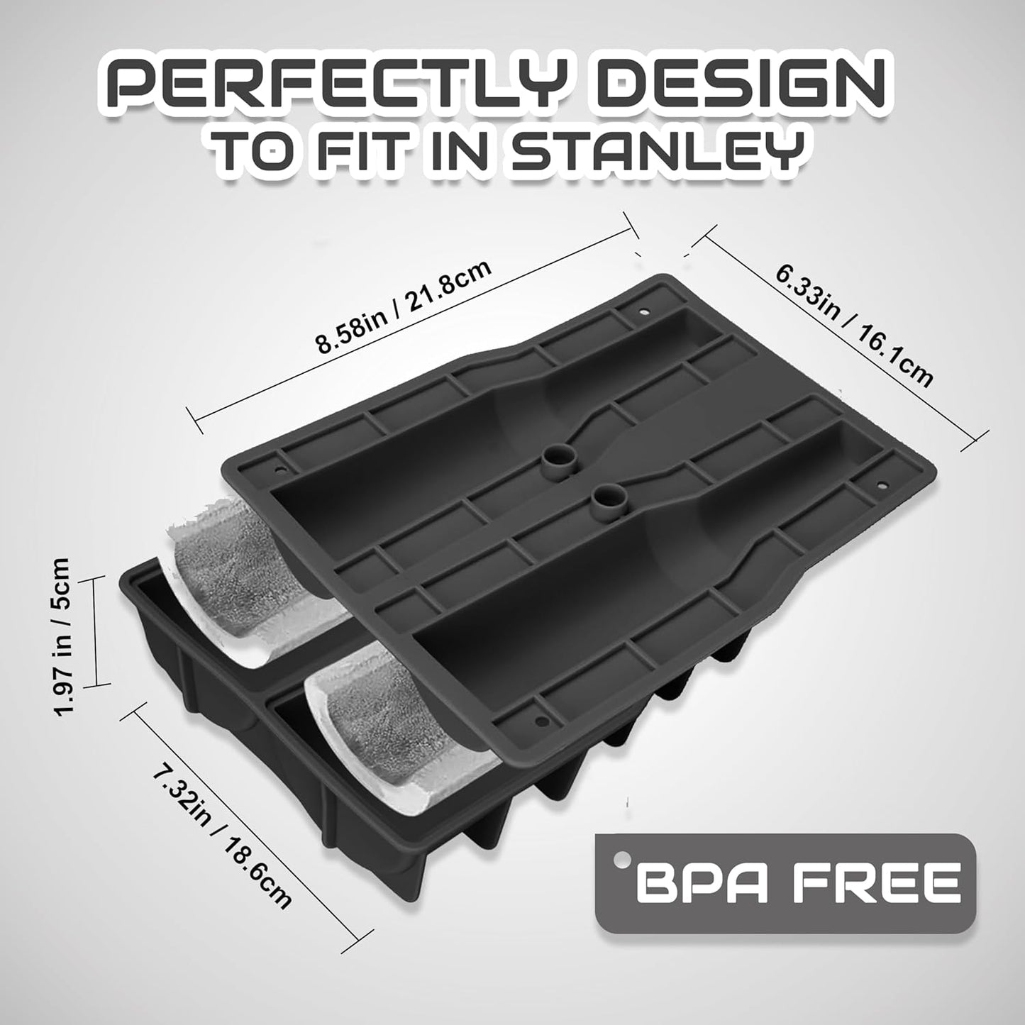 Ice Cube Tray for Tumbler, 1 Pcs Silicone Hollow Cylinder Ice Mold for Freezer, Ice Drink, Juice, Cocktail, Compatible with 40Oz Tumbler (BLACK)