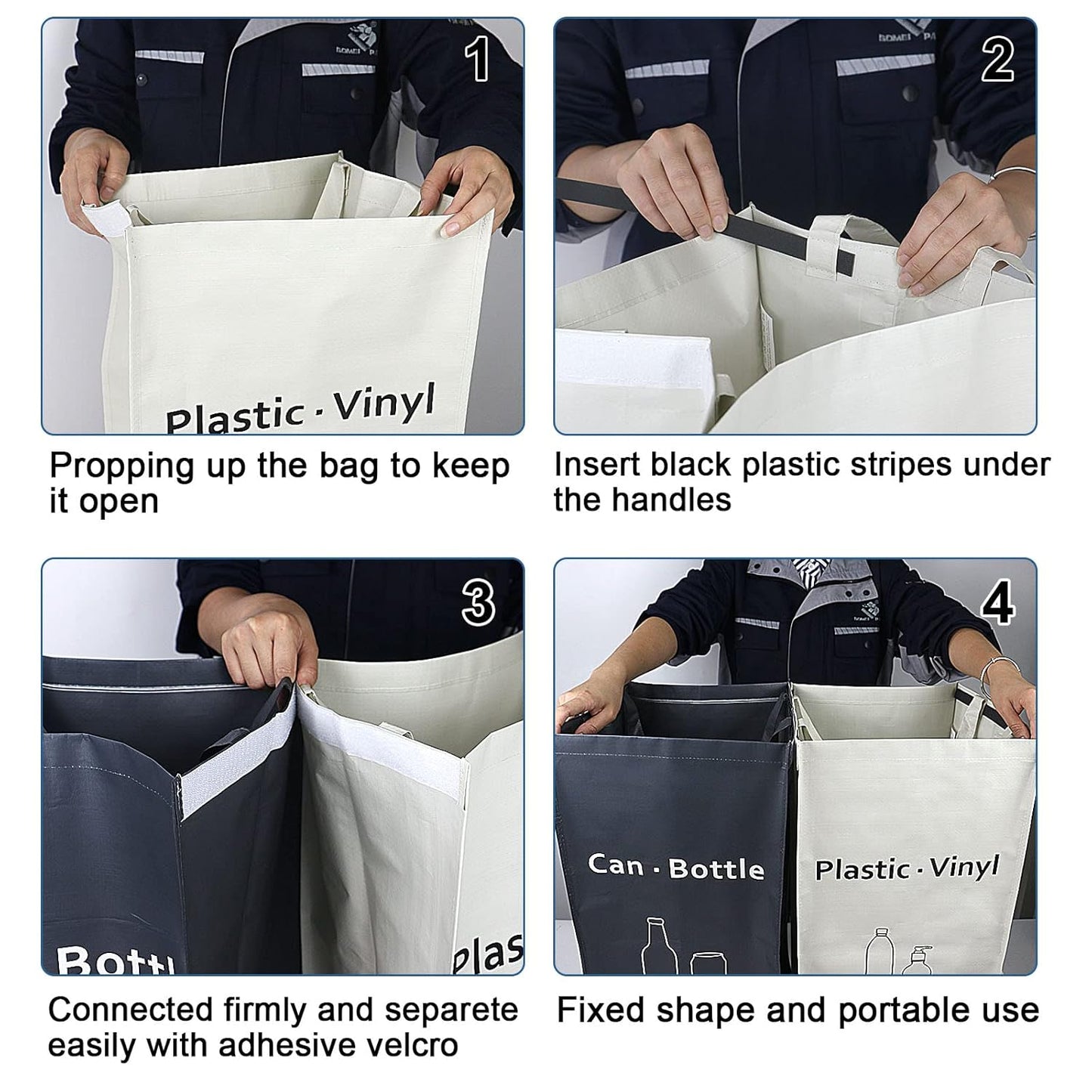 Recycling Bin, Separate Large Recycle Bins for Kitchen - Indoor Home Trash Bin, Recyclable Waste Trash Sorting Organizer, Durable, Washable, Affordable Recycle Bags, 2 Pack