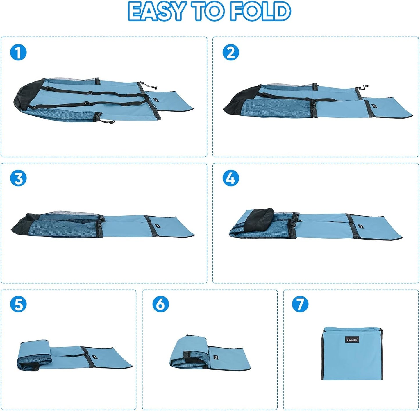 BALEINE 120L Laundry Bag Backpack, 900D Oxford Fabric Large Travel Laundry Bags with Shoulder Straps and 2 Mesh Pockets for College Dorm, Apartment, Laundromat (Blue, 120L)