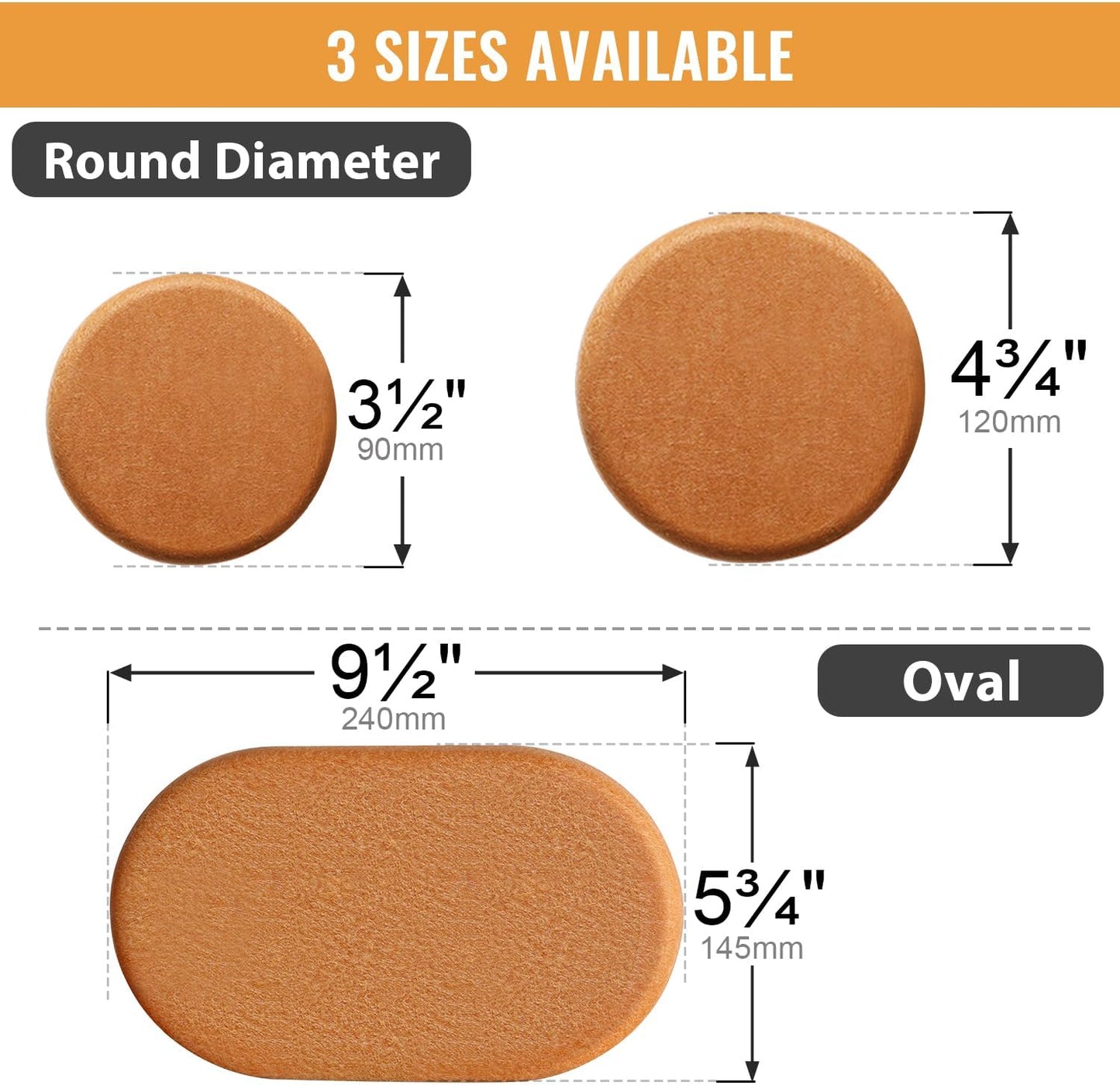Felt Furniture Sliders for Hardwood Floors, PISAO 32 PCS 3 ½” Heavy Duty Furniture Movers - Unique Non-Scratch Design, Thick Felt Pads for Hard Surfaces, Move Large Furniture Easily