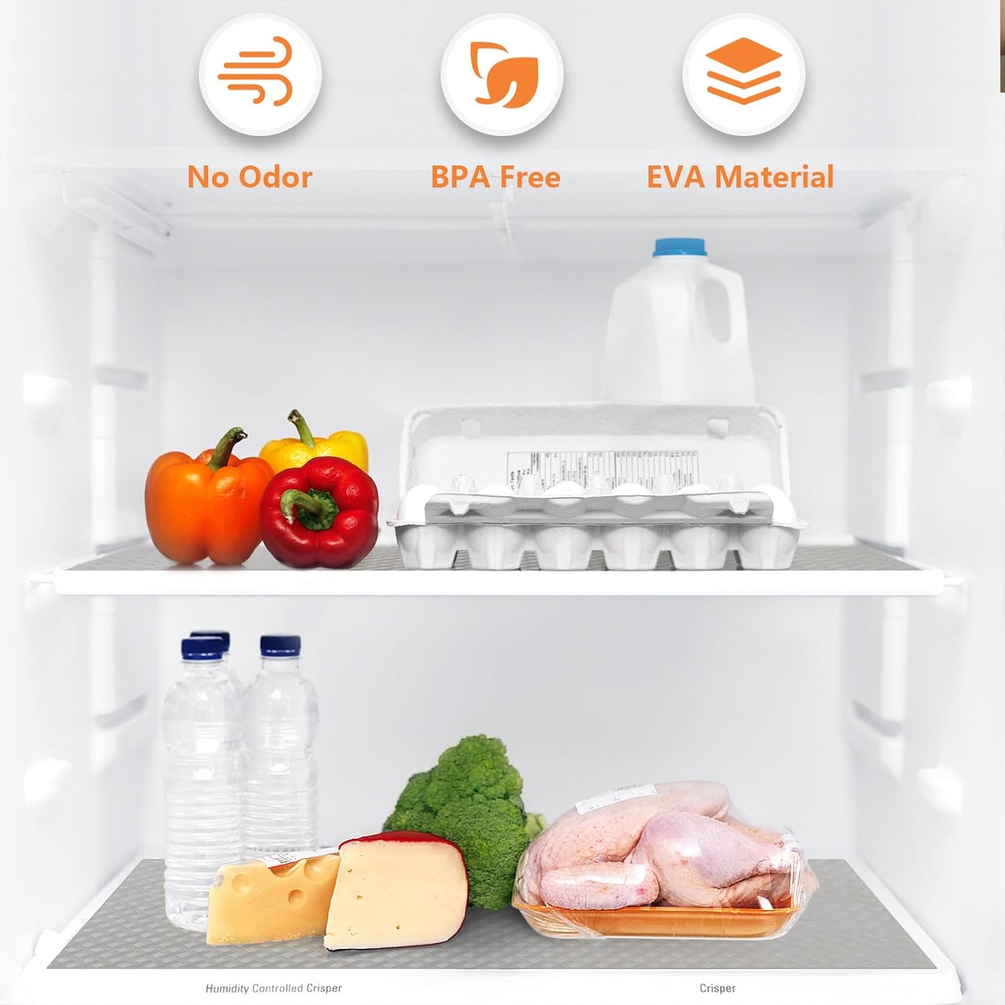 Light Gray Shelf Liners for Kitchen Cabinets Refrigerator Liners Waterproof & Oil-Proof Kitchen Cupboard Liner Drawer Mats EVA Material Non Adhesive Fridge Liner for Shelves 17.5 x 393.7 Inches