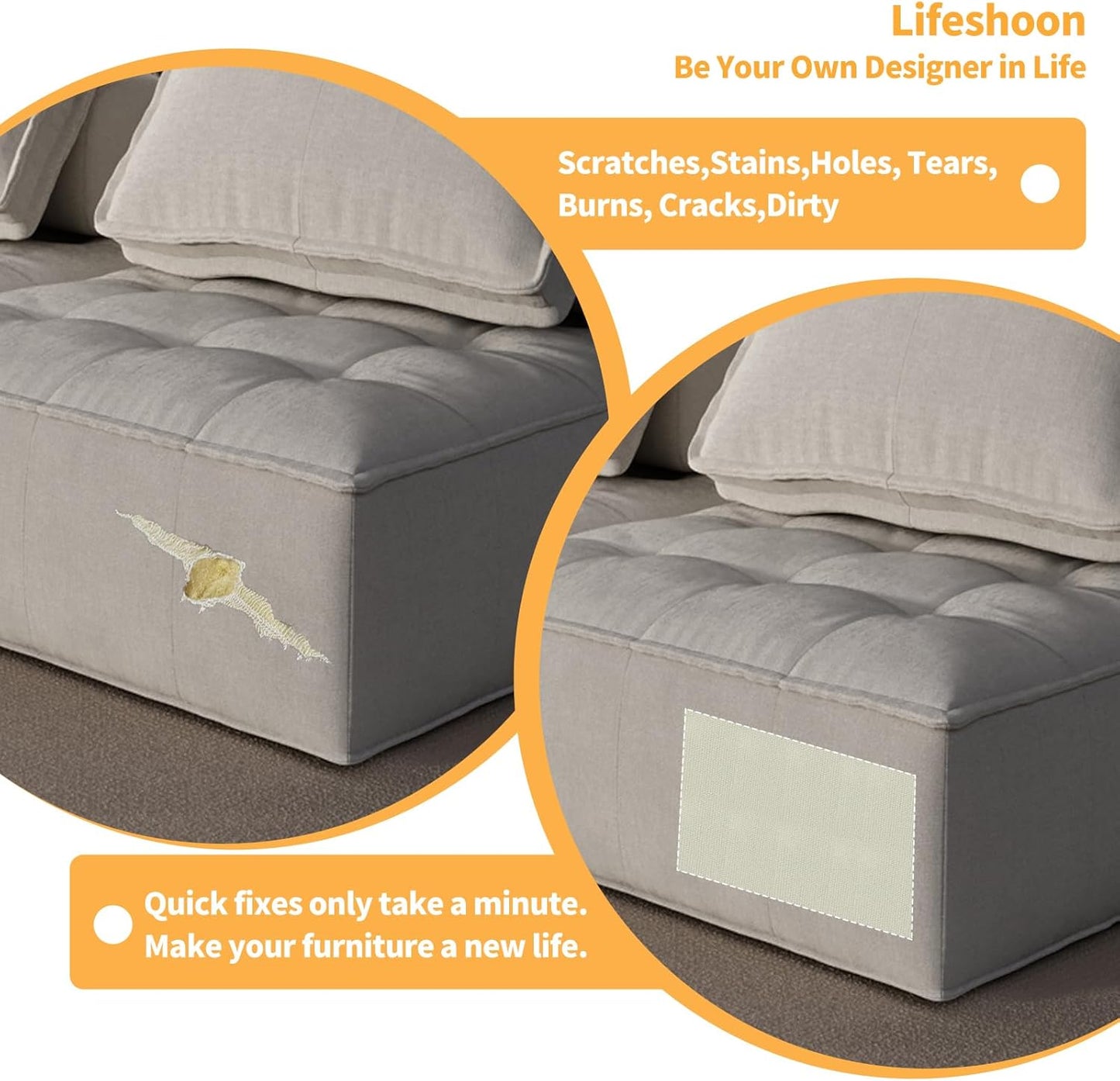 Fabric Repair Patches, Canvas Self-Adhesive Fabric Patches Tape Durable, DIY Large Canvas Repair for Sofa, Couches, Furniture, Chair, Clothing (3.5X79 Inch, Brown)