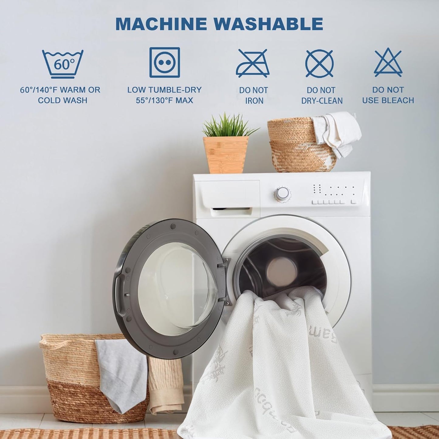 Waterproof Mattress Protector, Twin XL Size Mattress Pad Fitted 6-15" Deep Pocket, 3D Air Fabric Bed Mattress Cover Noiseless Washable for College Dorm