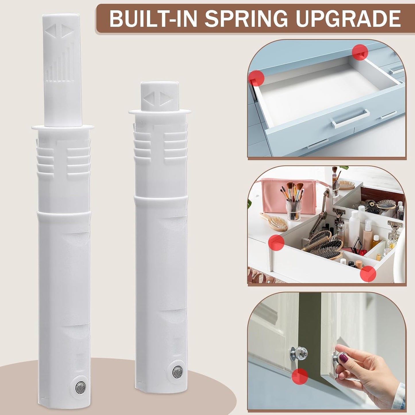 Lounsweer 50 Pack Magnetic Push Latches for Cabinet Door 2.87 Inches Short Push to Open Cabinet Hardware Pop up Lock Magnetic Latch for Closet Cupboard Wine Rack Dresser Drawer Sliding Door(White)