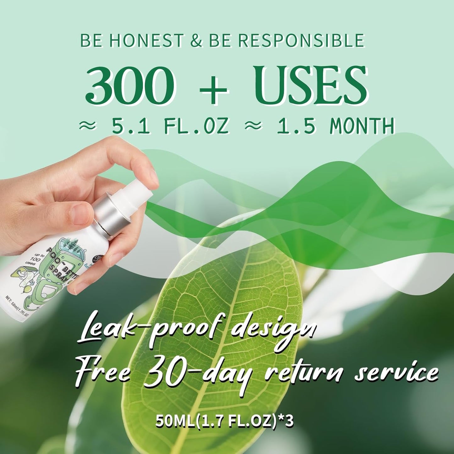 Clean-n-Fresh Toilet Spray, Variety 3 Pack - Ocean Mist/Eucalyptus/Beach Coco, Bathroom & Toilet Odor Elimination, Travel Size Toiletries, Total 5.1 Fl Oz