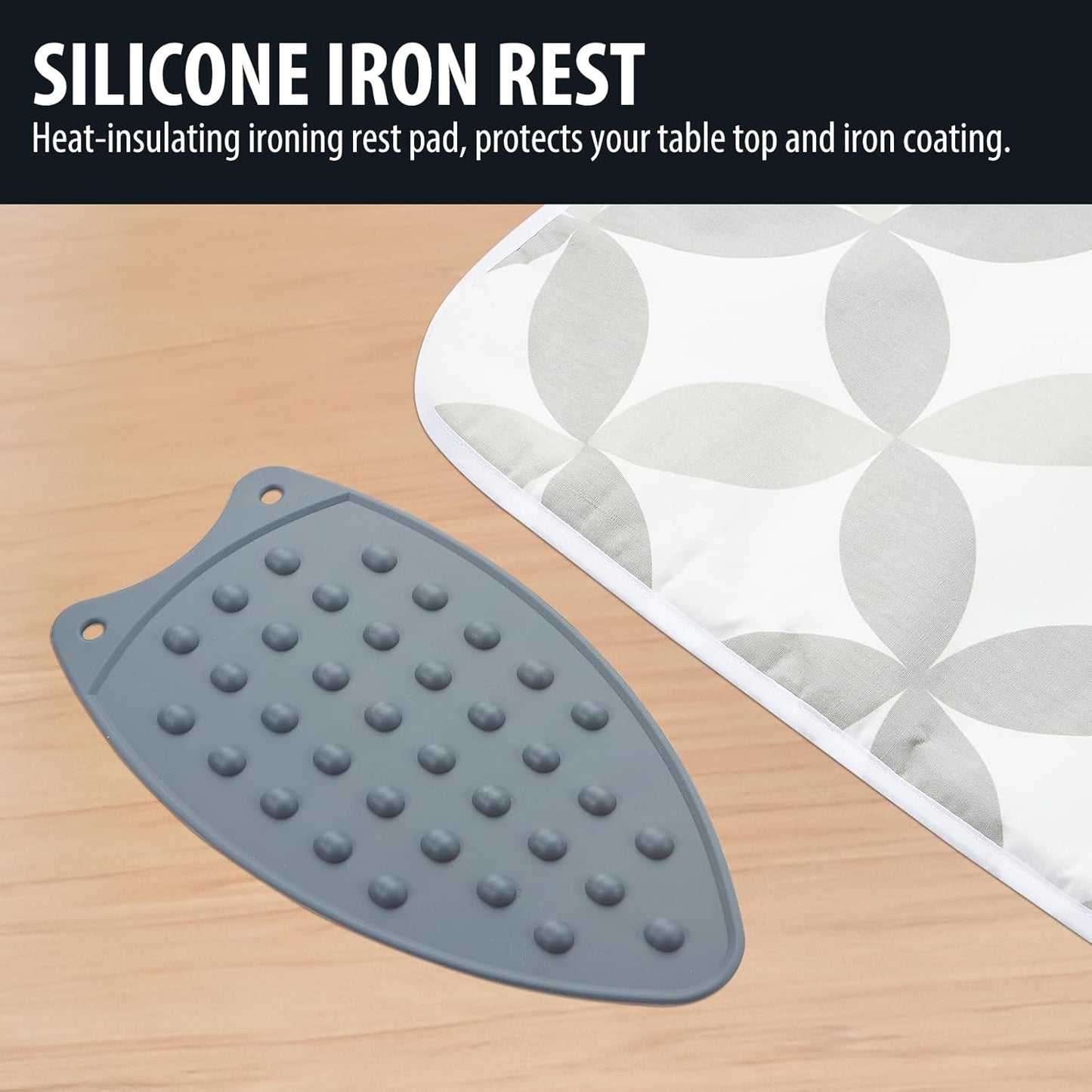 Seiritex Ironing Mat, Portable Ironing Pad 39.4 x 18.9 inch Table Top Iron Board 5 in 1 Travel Iron Blanket for Washer, Dryer, Counter top, Grey Clover