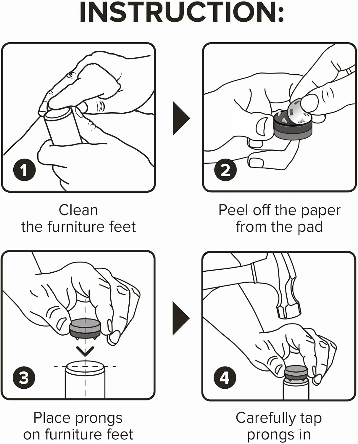 Felt Furniture Pads X-Protector 16 PCS - 1" Felt Pads with Prongs - Premium Felt Chair Pads - Furniture Pads for Hardwood Floors - Chair Floor Protectors for Hardwood- Slide Your Furniture Easily!