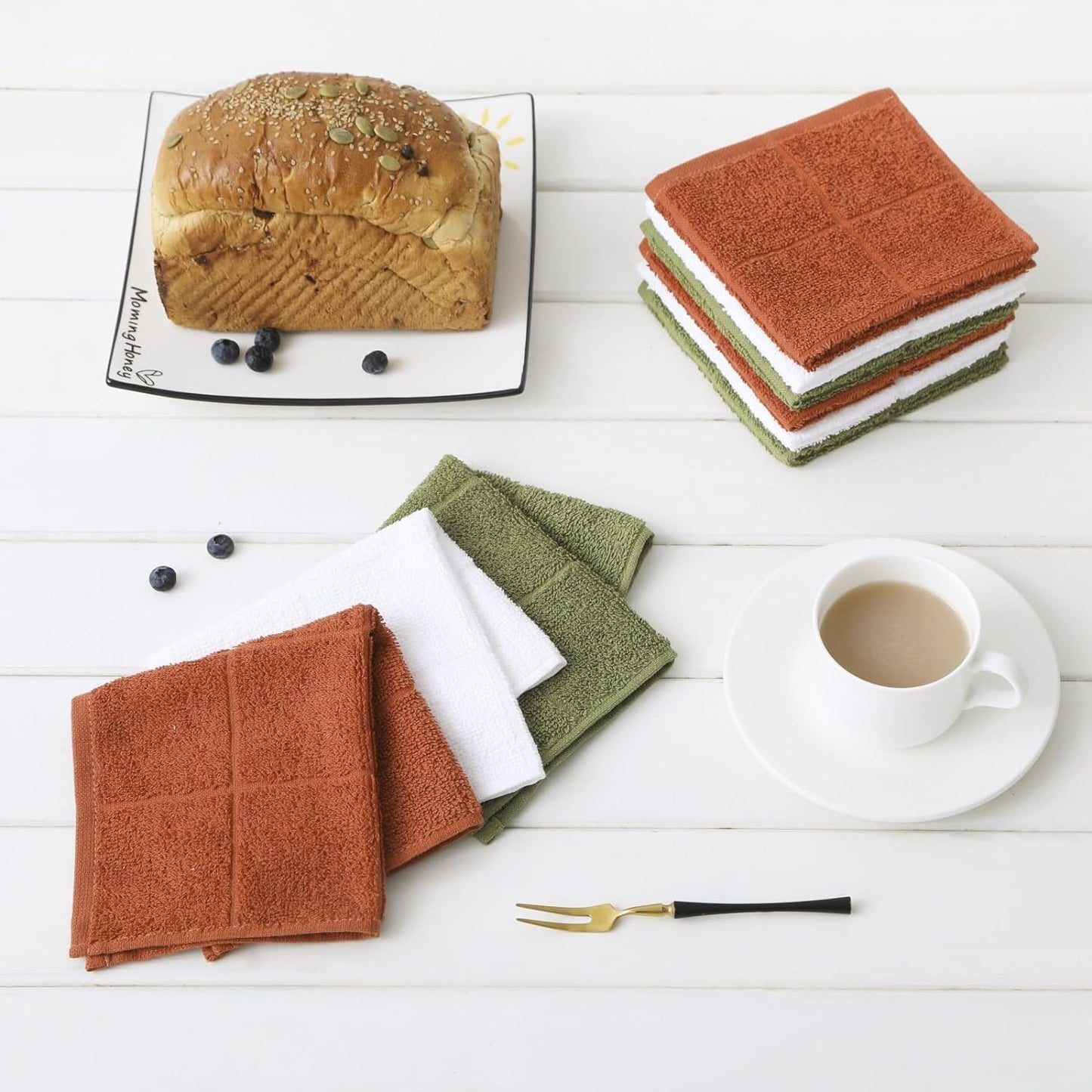 Glynniss Kitchen Dish Cloths Highly Absorbent Dish Rags 100% Cotton Wash Cloths for Washing Dishes (Rust, 50)