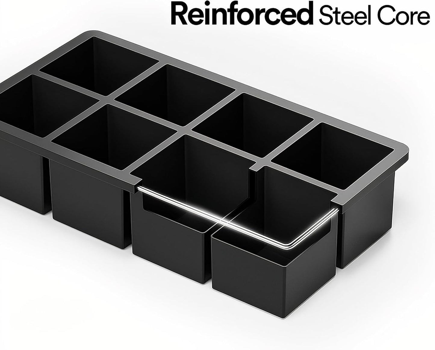 glacio Ice Cube Molds โ 2-Pack Silicone Trays for 8 Large Square Cubes โ Slow-Melt Ice for Whiskey, Cocktails, Coffee & More