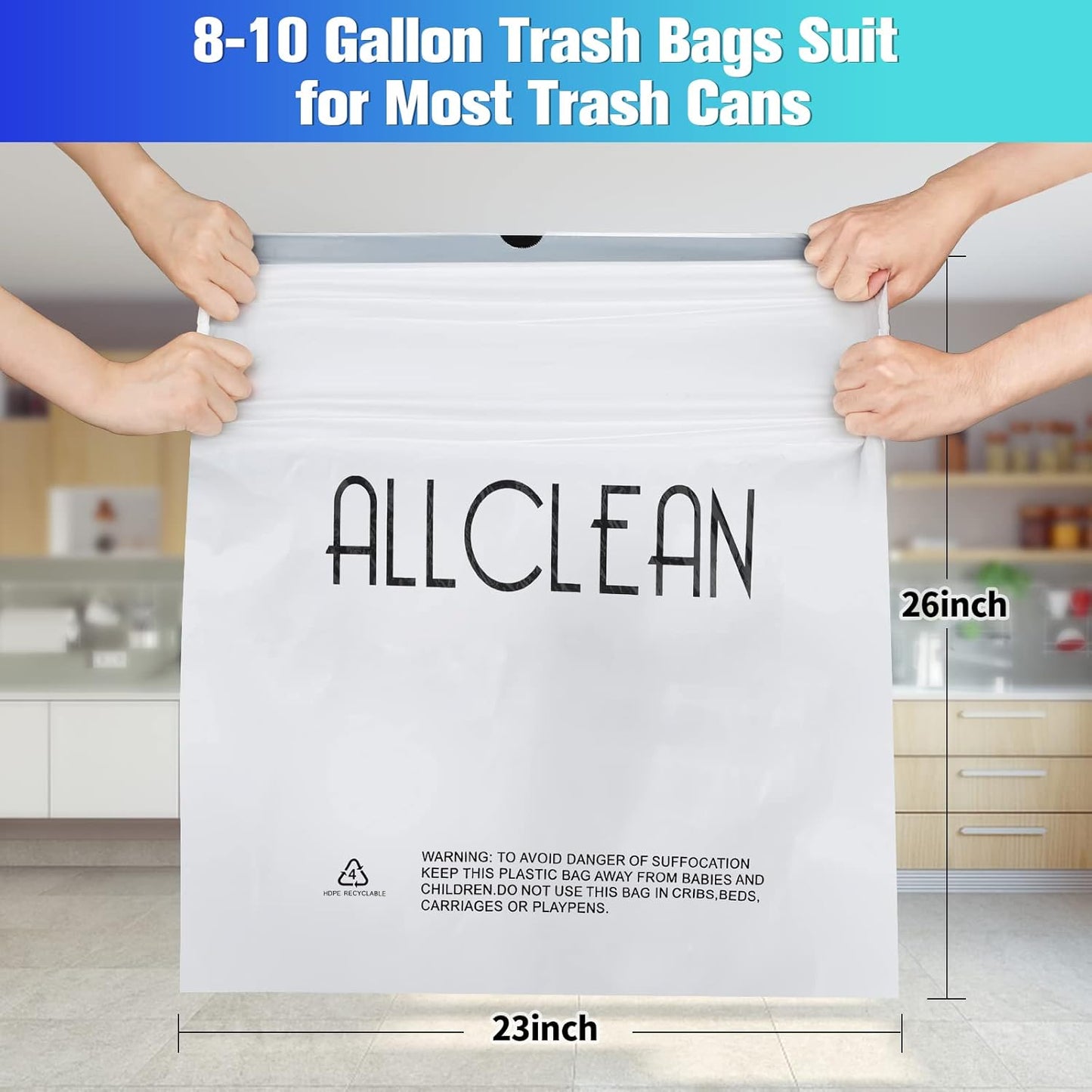 Trash Bags 10 Gallon Medium Kitchen Drawstring Bathroom Garbage Bags, Fit 8-10 Gal Bins,Extra Strong&Leak-Proof,Unscented&Recyclable Trash Can Liners for Bathroom Home Office Garden Lawn