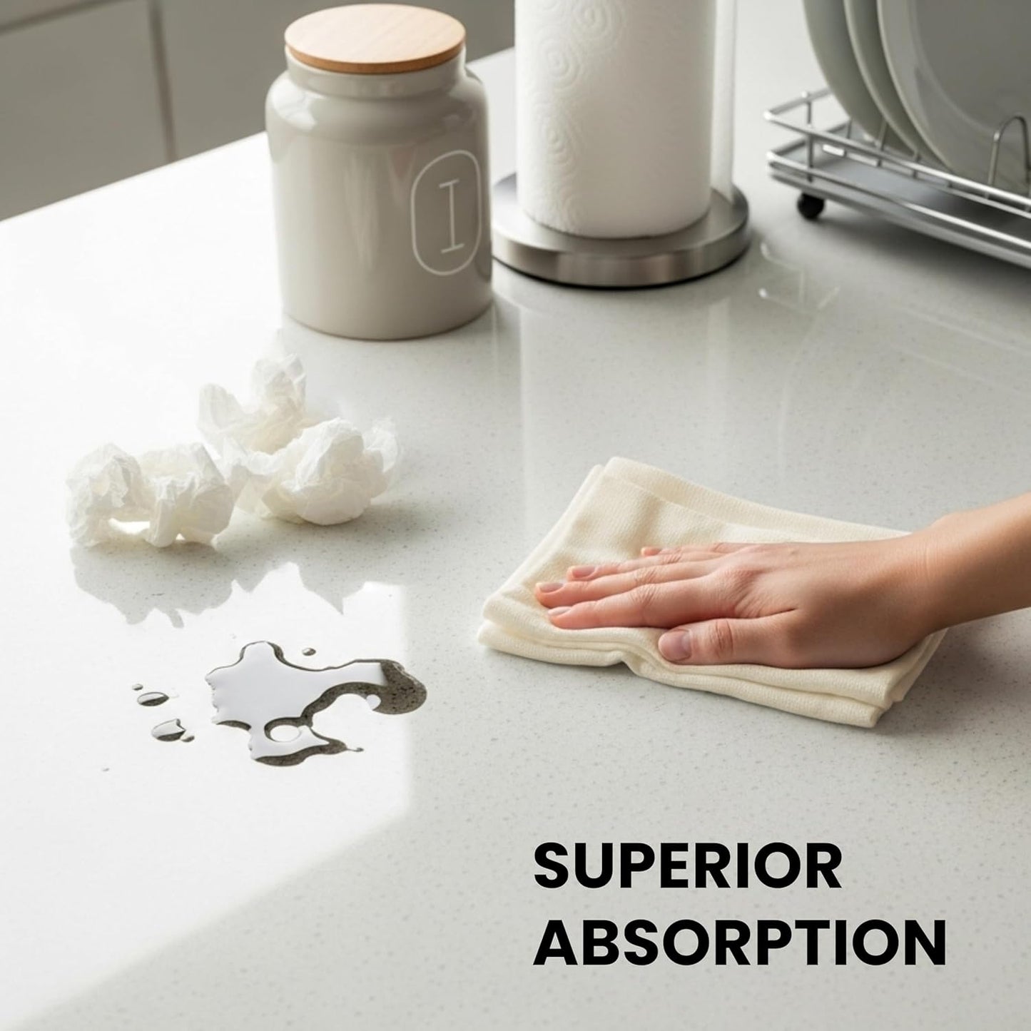 WHITEWRAP Dish Cloths Cotton| Kitchen Wash Cloth| Shop Towels Absorbent and Lint Free Flour Sack| Dishcloths for Kitchen Washing Dishes|Thick Absorbent Quick Dry Dish Rags |12Pack 13"x13" Natural