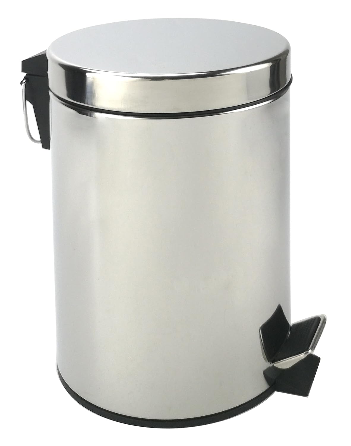 Stainless Steel Small Trash Can with Lid & Step Pedal - 5 Liters/1.3 Gallon Soft Close Waste Basket with Removeable Inner Bucket - Garbage Can for Bathroom, Bedroom, Kitchen & Office (Chrome)