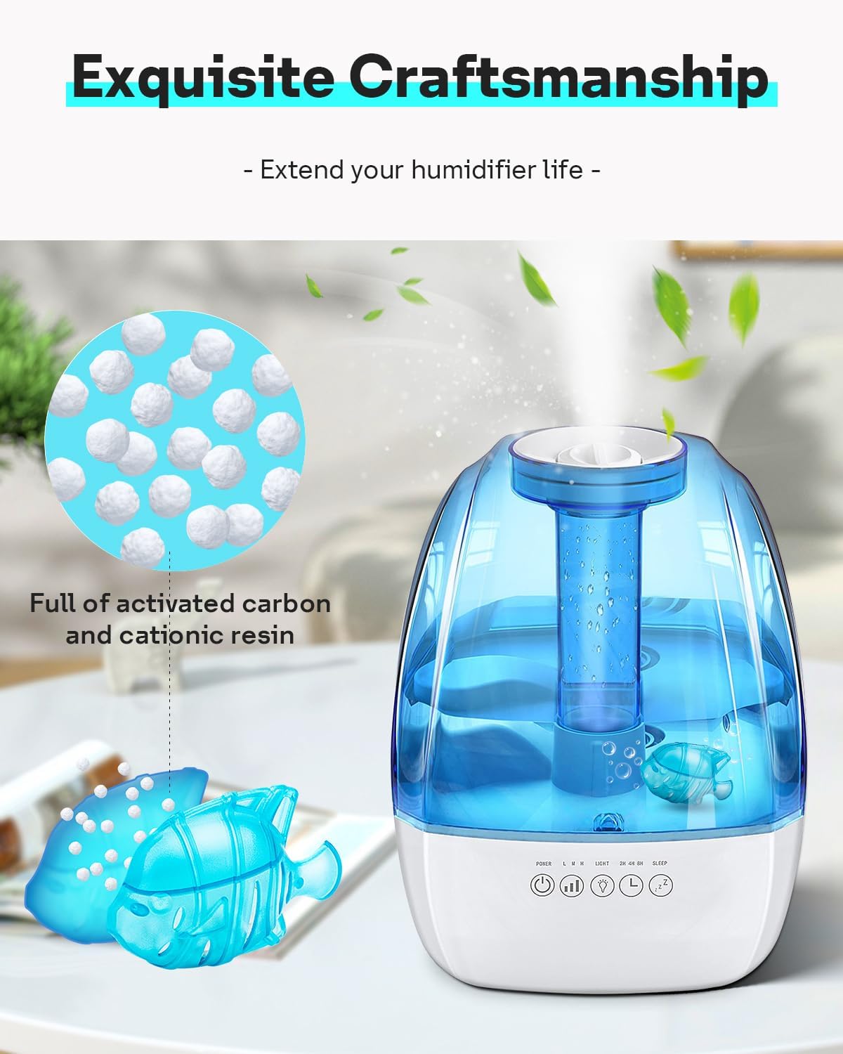 Leemone Humidifier Cleaning Fish for Humidifiers & Fish Tanks, 6 Pack Humidifier Cleaner, Purifies Water, Prevents Hard Water Build Up, Reduces Scale