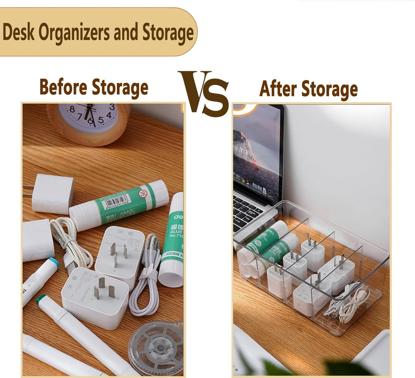 Pantry Organizers and Storage,Kitchen Organizers and Storage for Fridge,Drawer and Refrigerator - Spice Organization for Cabinet,Clear Plastic Stackable Storage Organizer Bins with 3 Dividers (3 Pcs)