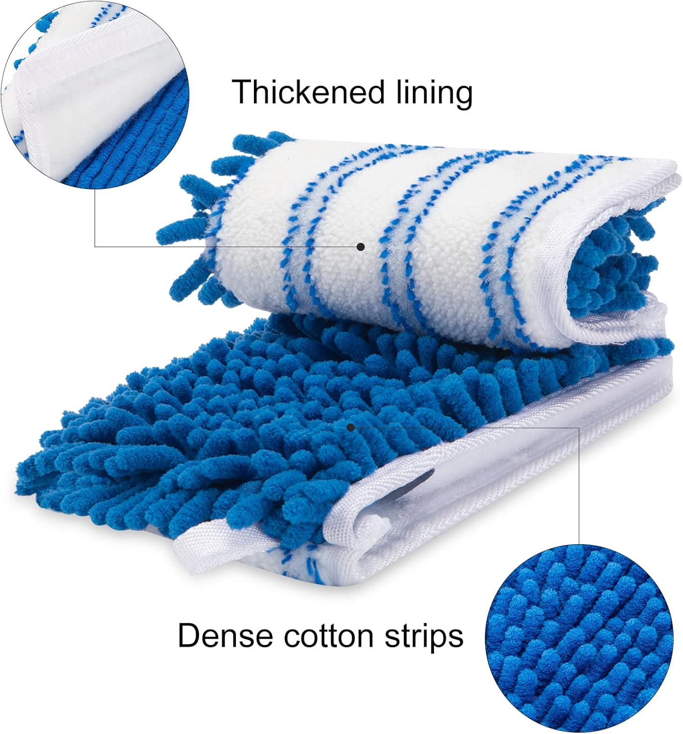 4 Pack Chenille Mop Heads Replacements Compatible with Oceda Dual-Action Microfiber Flip Mop System, Mop Replace Heads for Dry Wet Use, Washable Double Sided Flat Sponge(18 * 6 in)