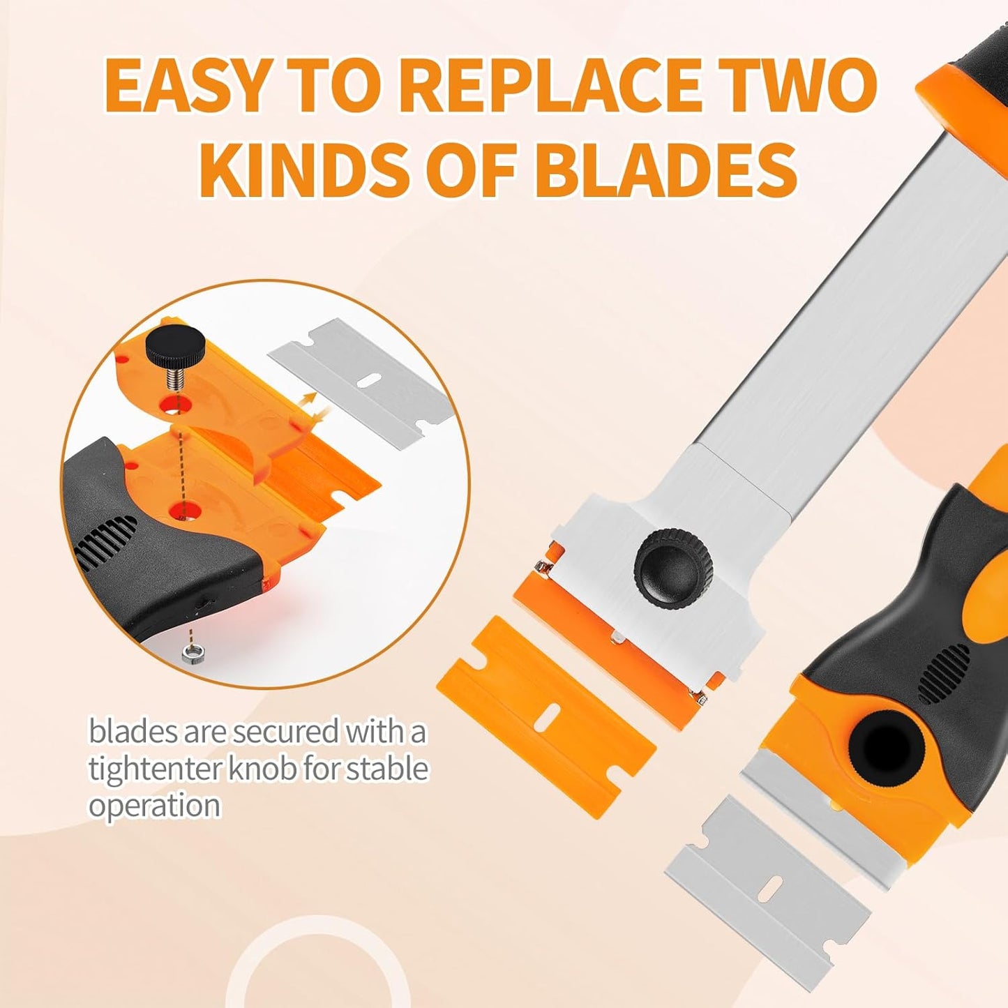 6PCS Razor Blade Scraper Tool, 3Pack Razor Scraper Set with Extra 40Pcs Blades and 3Pcs Wire Brush Set, Glass Top Stove Scraper, Paint Scraper, Cleaning Scraper Tool for Windows, Glass, Sticker